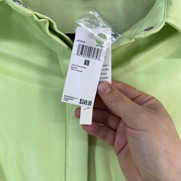 NWT House of Harlow 1960 Women's Lime Green Vegan Leather Midi Dress Medium - Picture 10 of 12